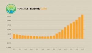 graph showing solar panel net return loans in california