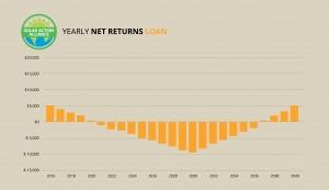 graph showing solar panel net returns loans in indiana