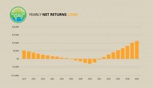 graph showing solar panel net returns loans in minnesota